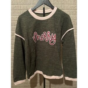 Green Merry Sequin Sweater Pullover Long Sleeve Crew Neck Size‎ M